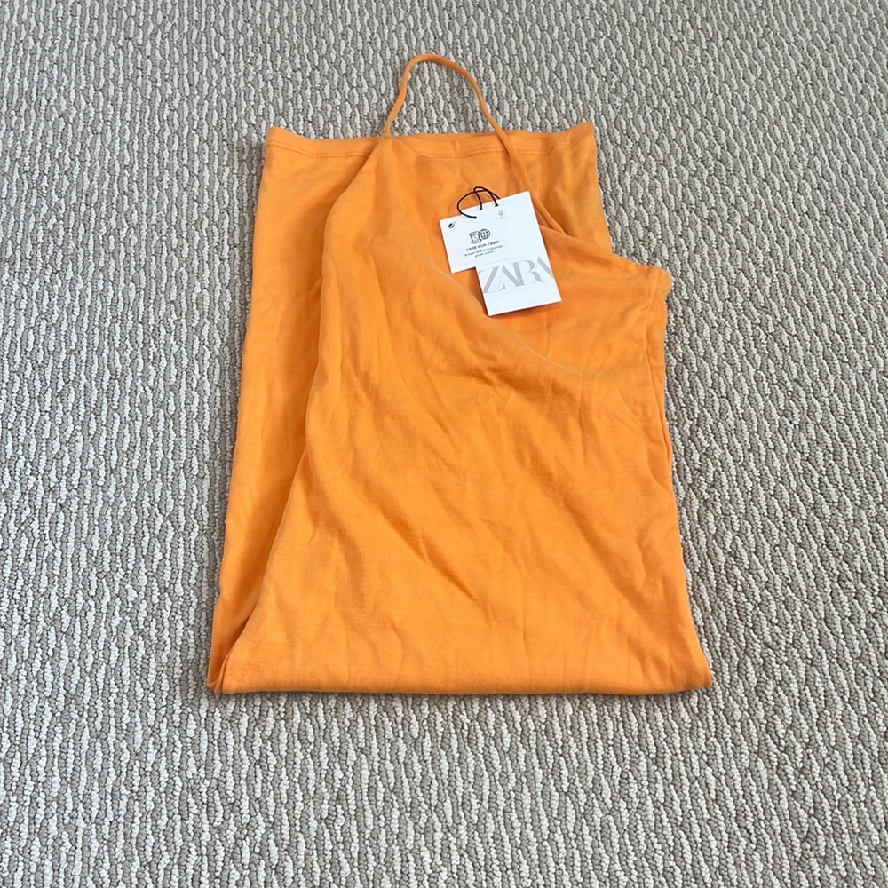 Zara Orange one shoulder Midi dress